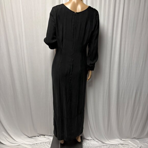 Regine Black Suede Rayon Maxi Dress Womens Sz Medium Long Sleeves Whimsigoth VTG - Picture 5 of 9